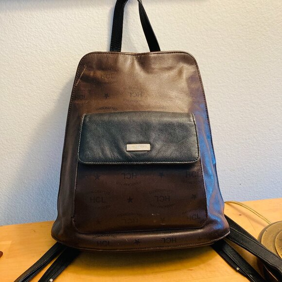 Rare   BACKPACK HCL Germany LEATHER triangle backpack - Picture 1 of 4